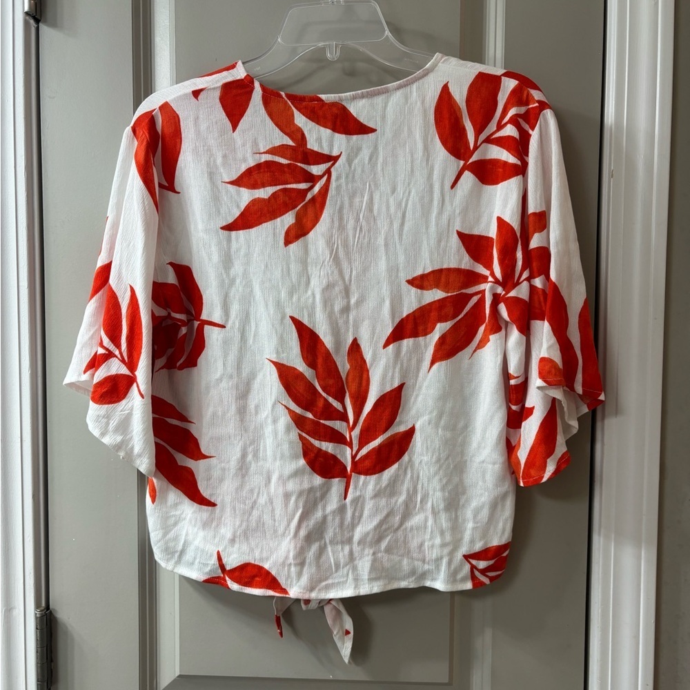 C by One Red Leaf Print Blouse - Picture 3 of 4